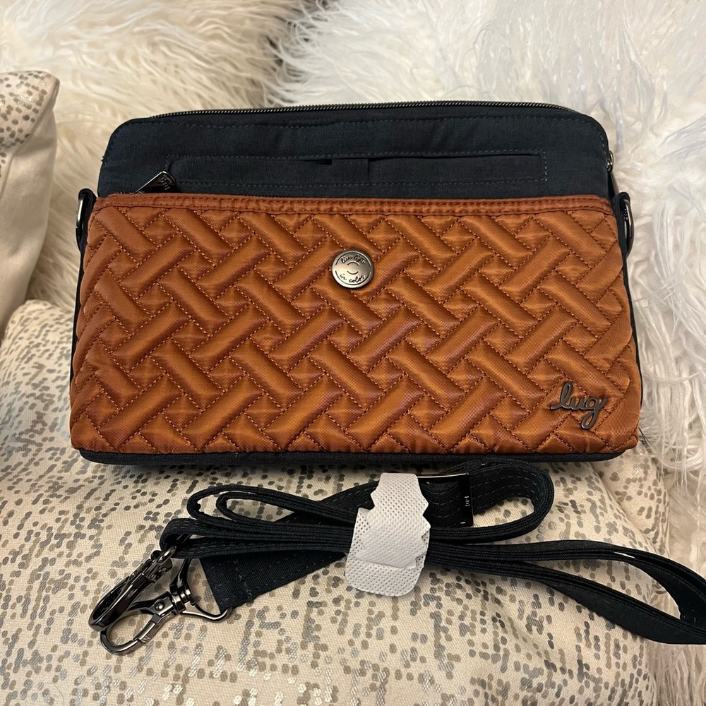 - LUG Pirouette Crossbody Bag Copper Brown (with dark navy)